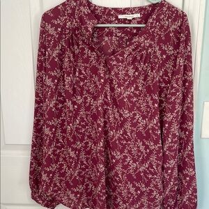 fun 2 fun Red and Cream Long Sleeve Blouse